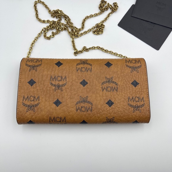 MCM Full set wallet on chain crossbody bag Millie leather Camel in leather logo - Picture 10 of 15